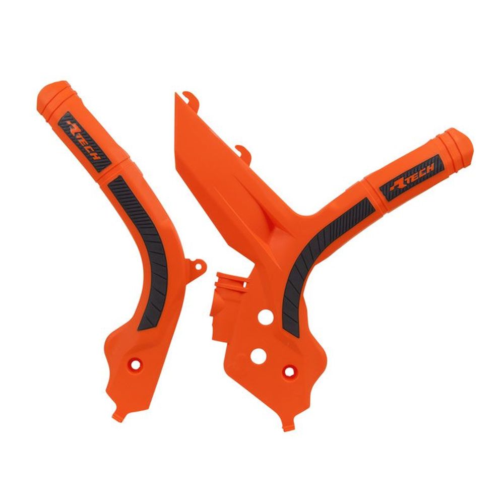 Plastic Frame Protectors Bi-material Orange/black Replica Ktm - Grafite Offroad