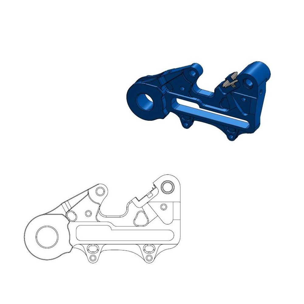 Off-road Brake Caliper Adapter 220mm Rotor - Rear - Blue - Husqvarna: Factory (including Enduro Adapter + Retainer) - Grafite Offroad
