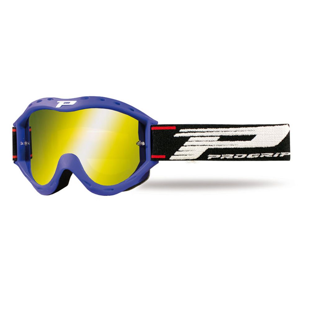Progrip Kids Goggle 3101 - Double Layer Lens - Yellow Mirror - Matt Blue Fluo - Grafite Offroad