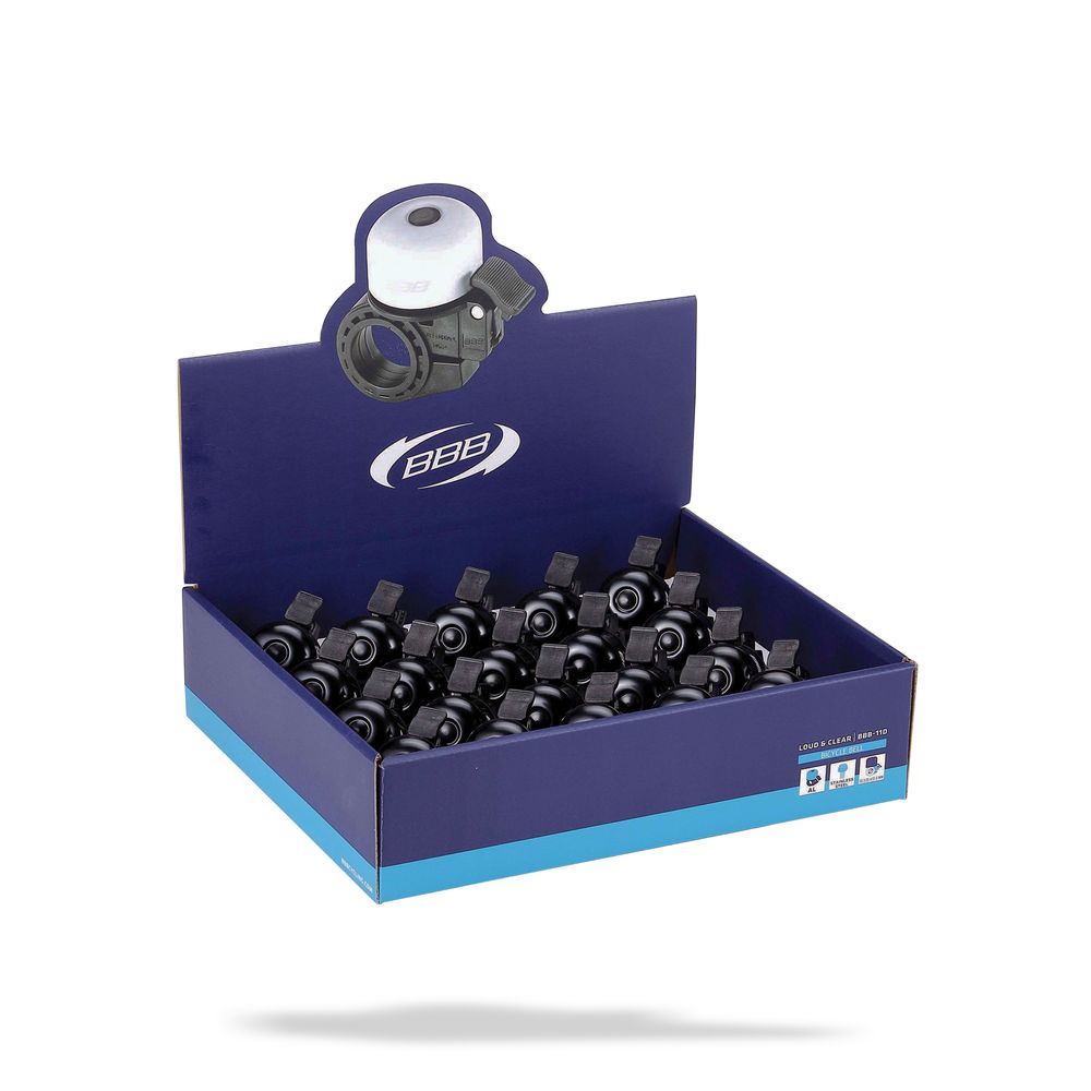 Display Box 20pc with Bike Bells Loud&clear | Black - Grafite Offroad