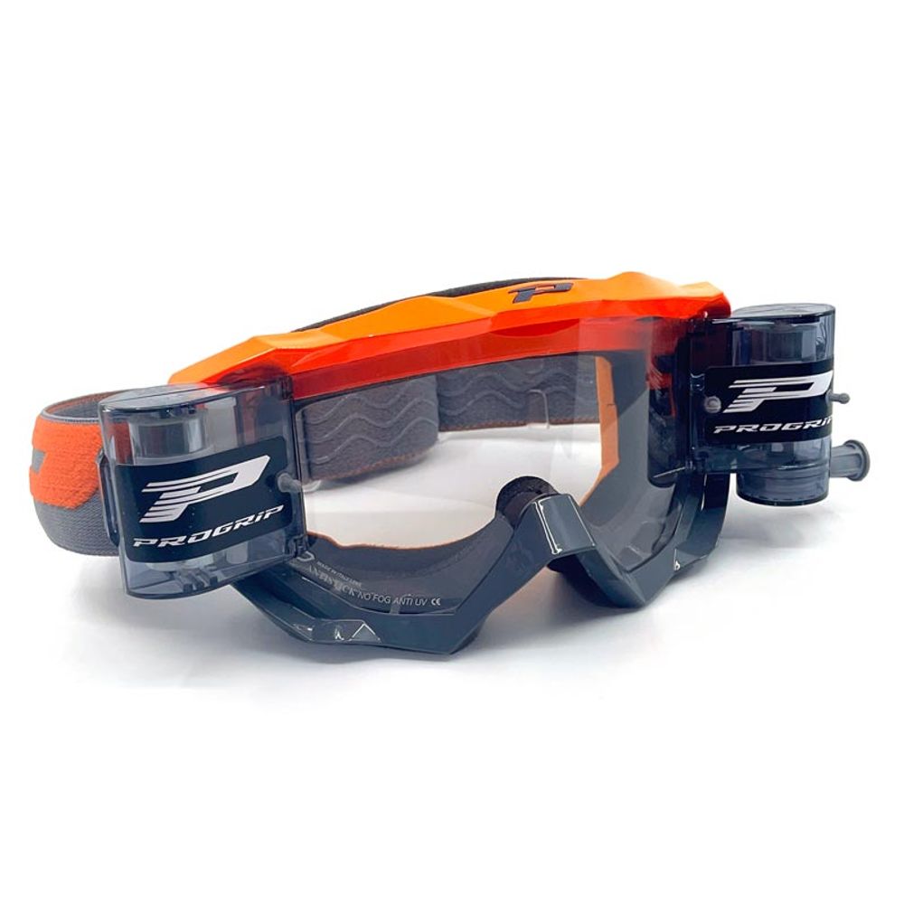 Progrip Goggle 3200ro - Roll Off Clear Lens - Fluo Orange/grey - Grafite Offroad