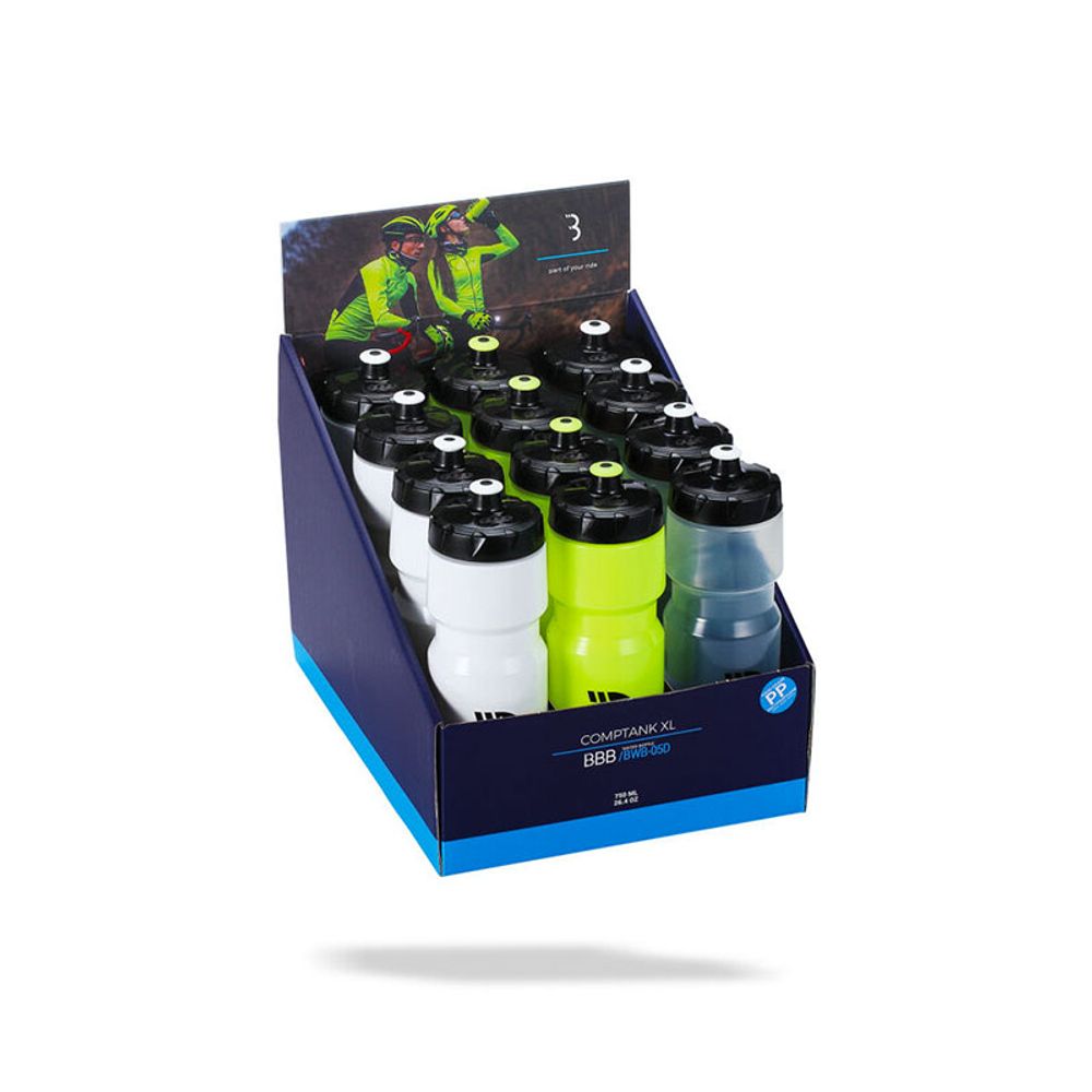 Water Bottle 750ml Comptank | Displaybox 12pz | Mixed Color - Grafite Offroad