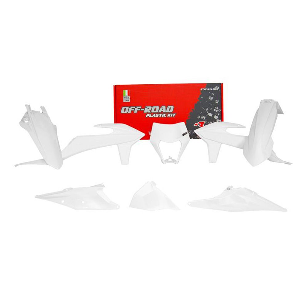 Plastics Kit 6 Pcs with Left Airbox Cover and Orange Headlight Plastic Replica White - Grafite Offroad