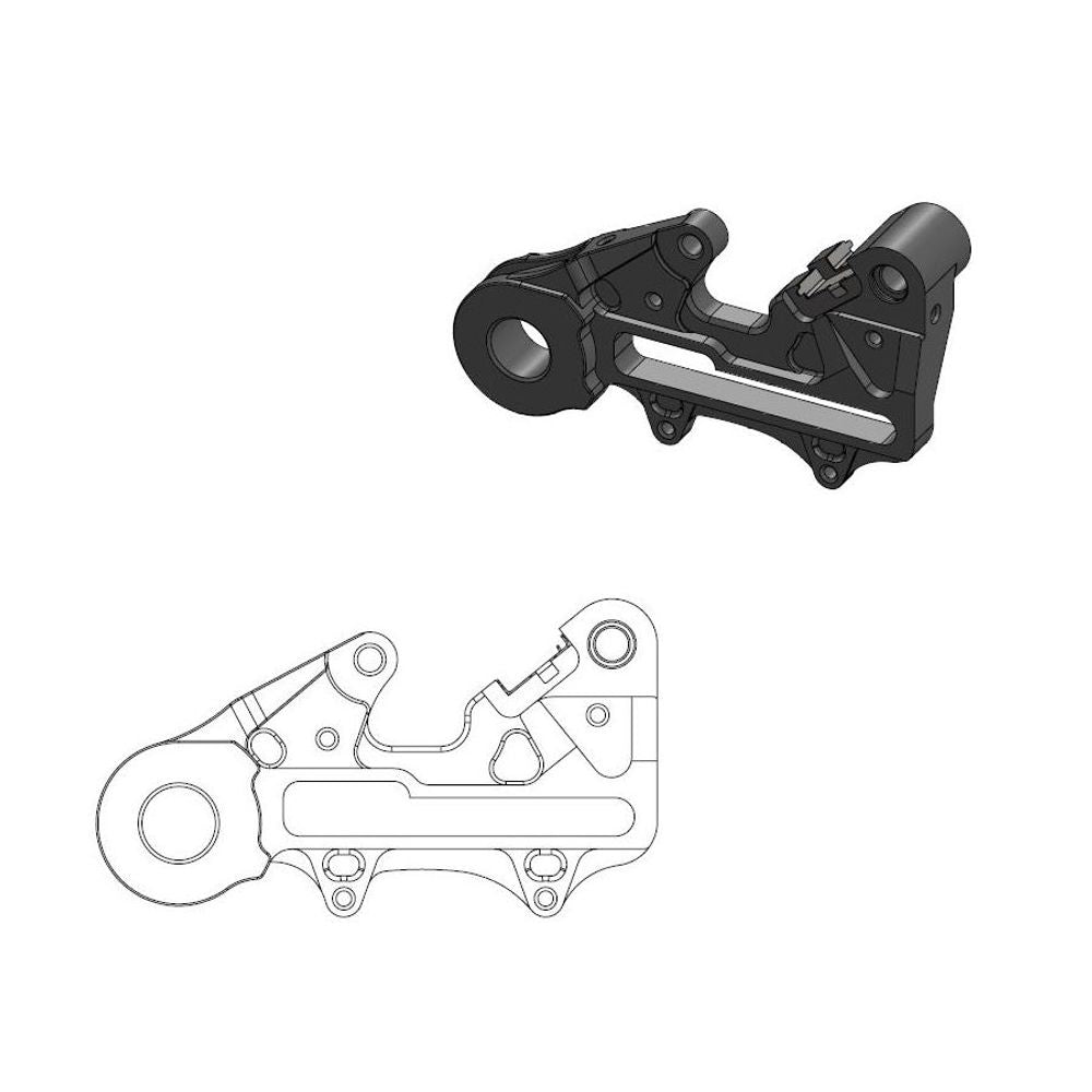 Off-road Brake Caliper Adapter 220mm Rotor - Rear - Black - Ktm: Factory (including Enduro Adapter + Retainer) - Grafite Offroad