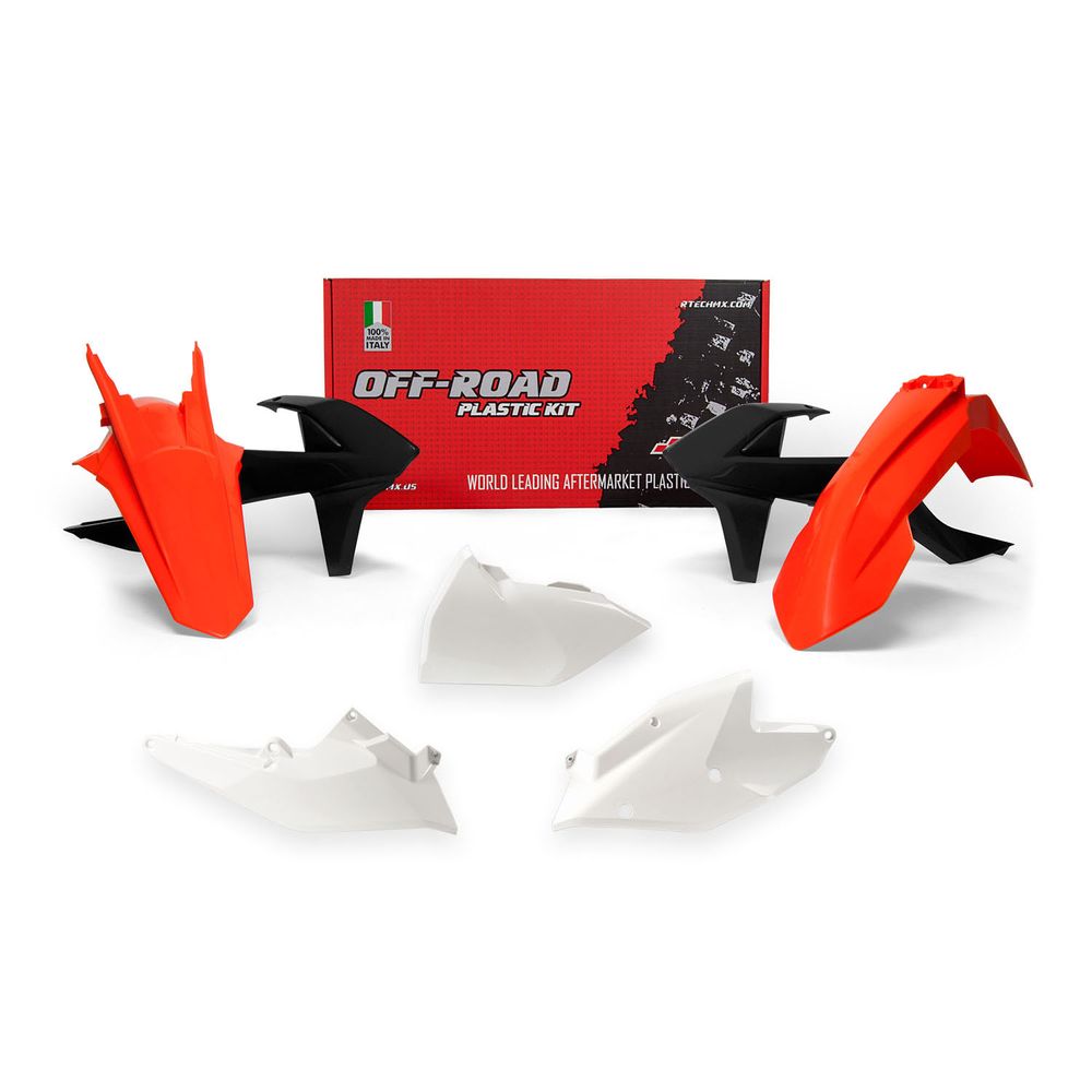 Plastics Kit 5 Pcs with Left Airbox Cover K Orange-black-white Replica Ktm - Grafite Offroad