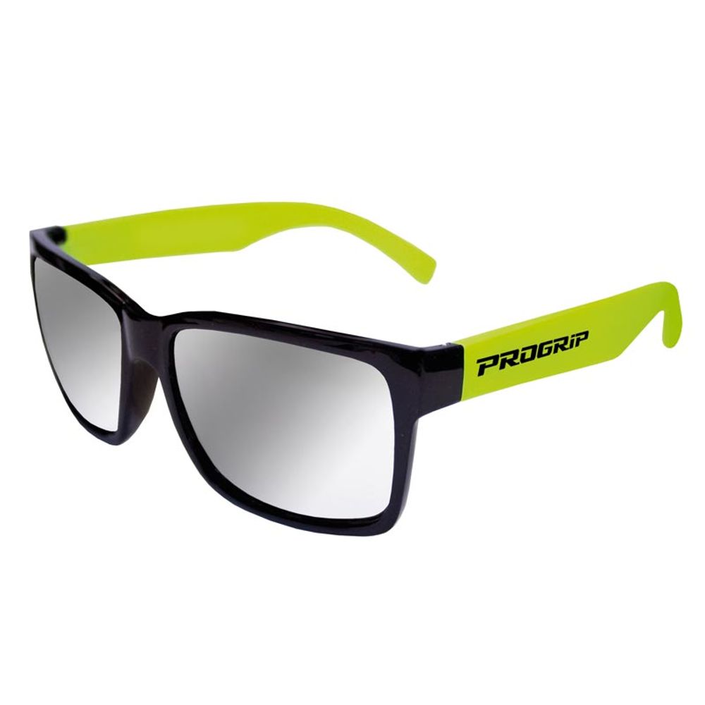 Gafas de sol Progrip 3605 Negro Mate/Amarillo Flúor - Lente Espejo Plateado