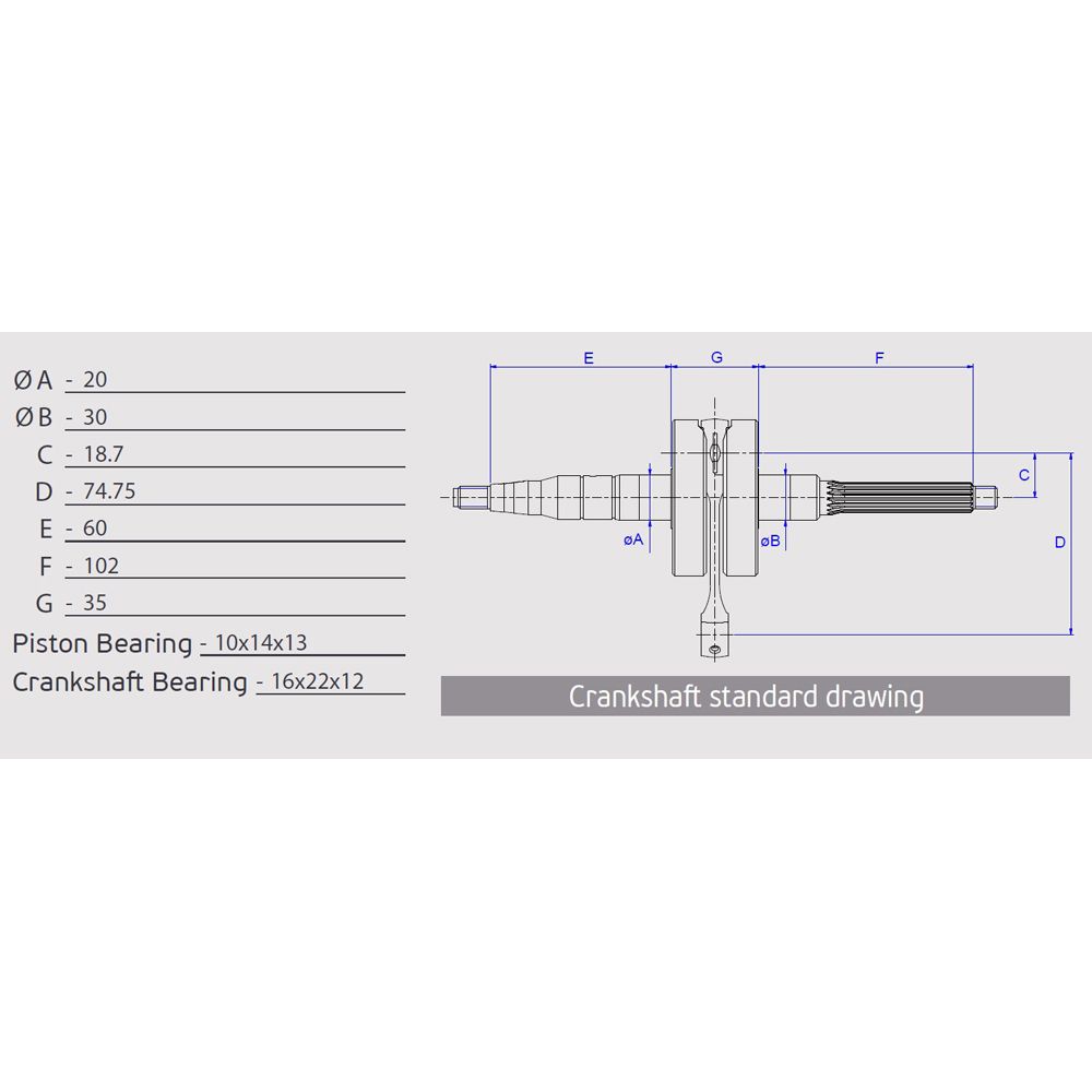 Crankshaft, Pin Ø 10 mm - Grafite Offroad