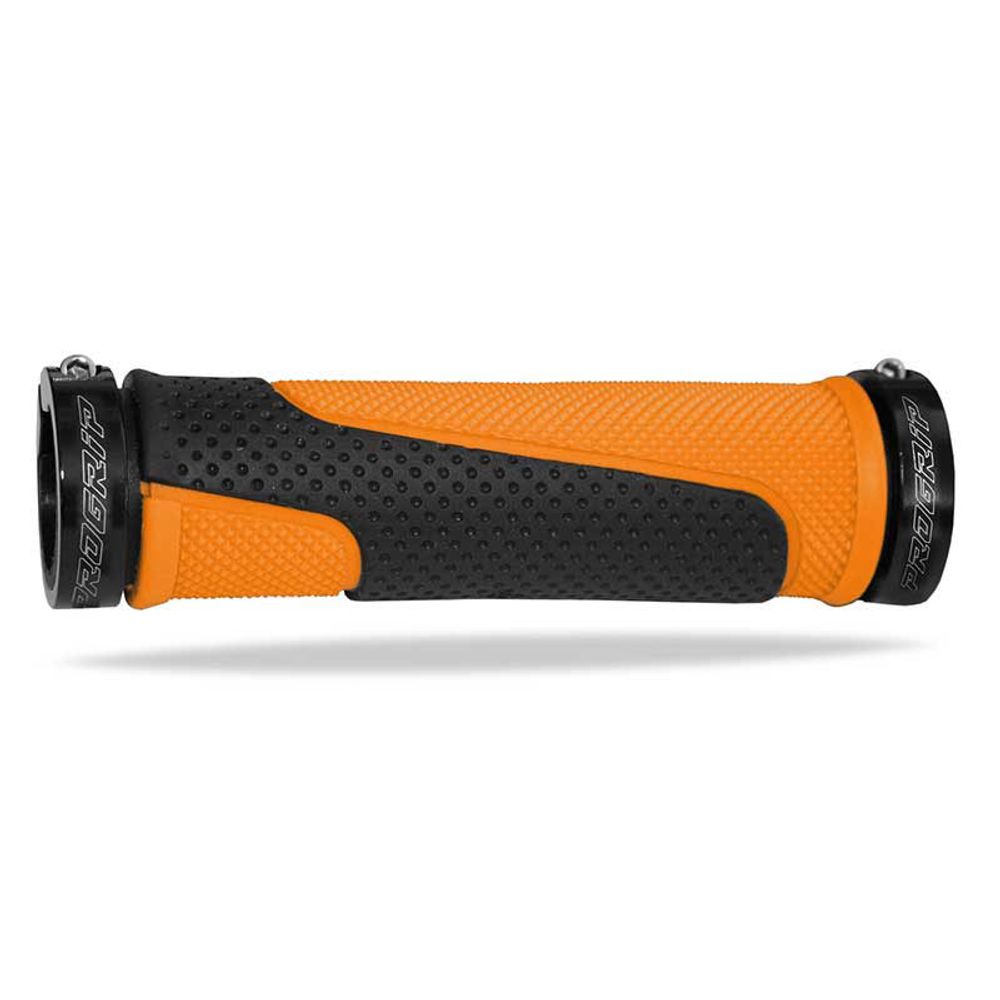 Puños Progrip 997 Mm 22 + Topes - Extremo Abierto - Doble Densidad - Naranja Fluo/negro