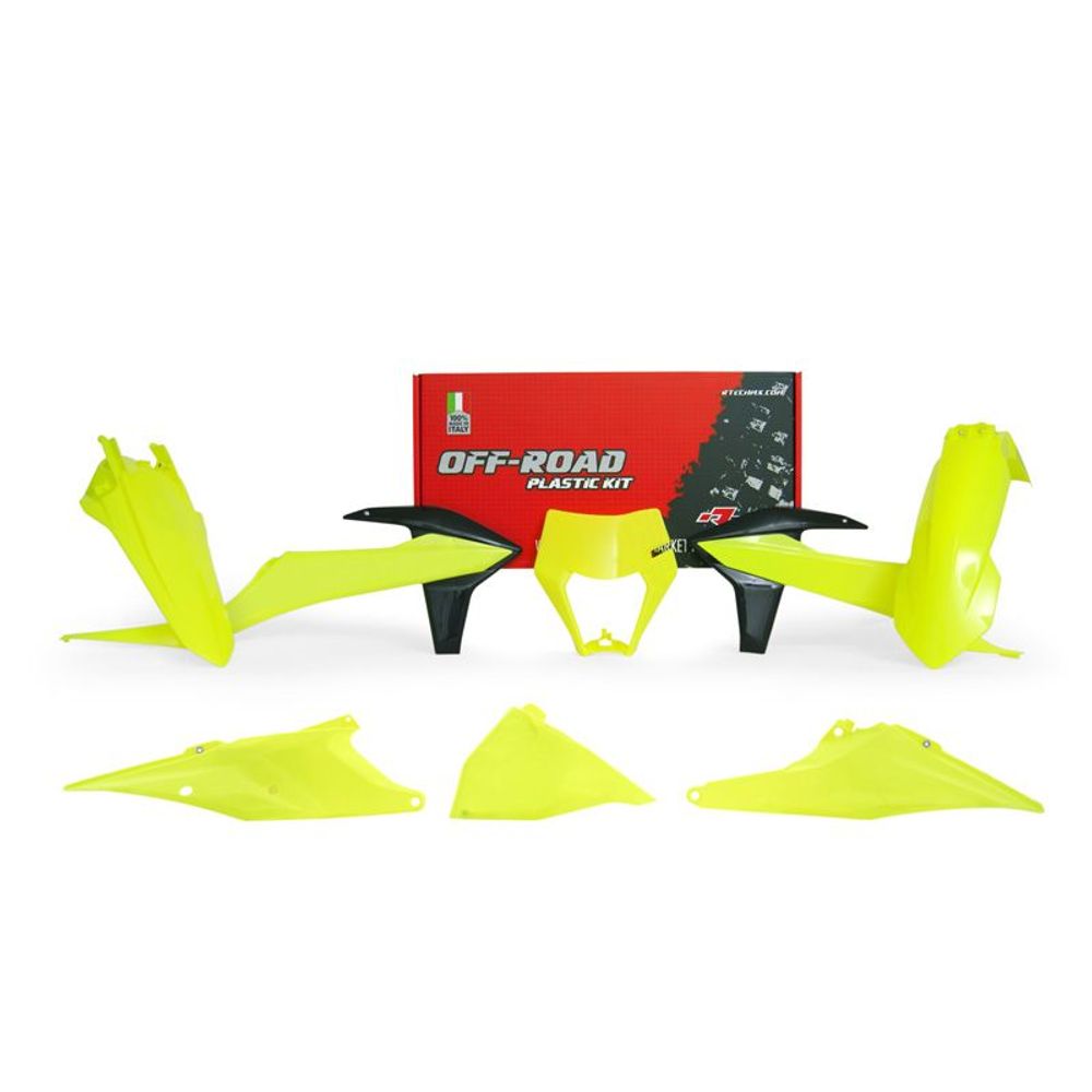 Plastics Kit 6 Pcs with Left Airbox Cover and Orange Headlight Plastic Neon Yellow - Grafite Offroad