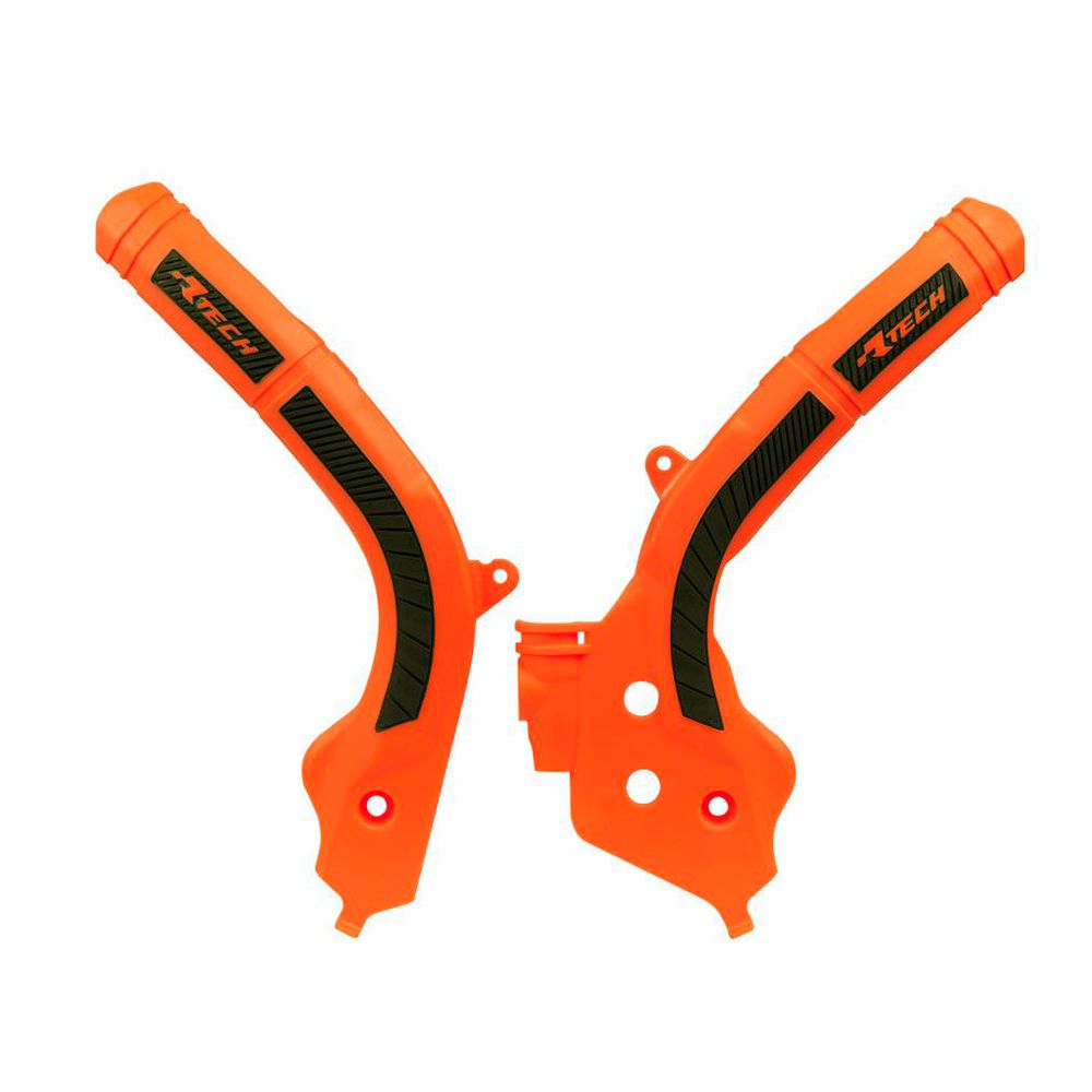 Plastic Frame Protectors Bi-material Orange/black Replica Ktm - Grafite Offroad