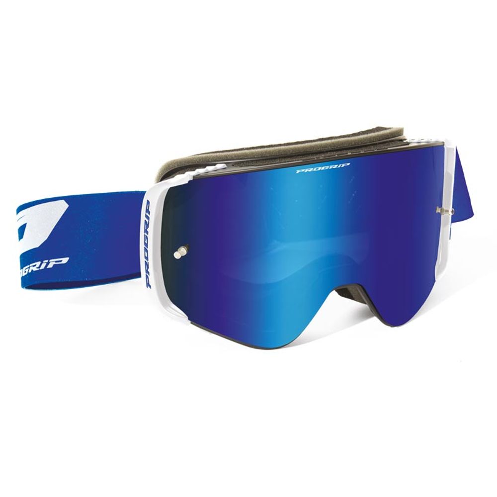 Progrip Goggle 3206 Advance - Magnetic Lens - Mirrored Blue Lens Blue - Grafite Offroad