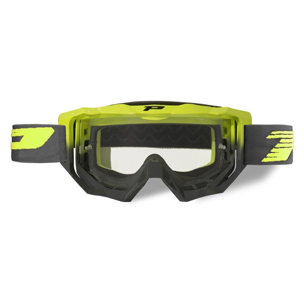 Progrip Goggle 3200fl - Trasparent Lens Duo Layered - Fluo Yellow/grey - Grafite Offroad