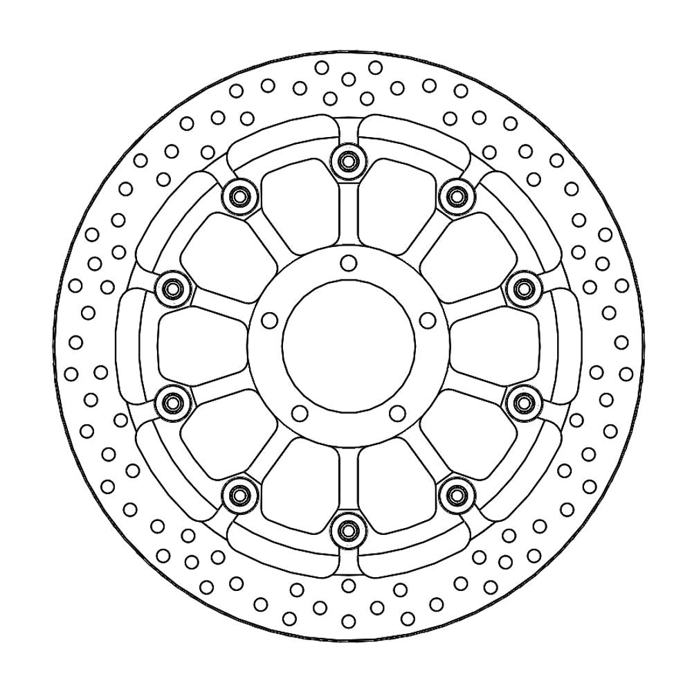 Brake Disc Road Prof. Halo - Floating - Front - Ducati: Monster 1000s, S4r (t-floater 320x6.0x33.6mm) - Grafite Offroad