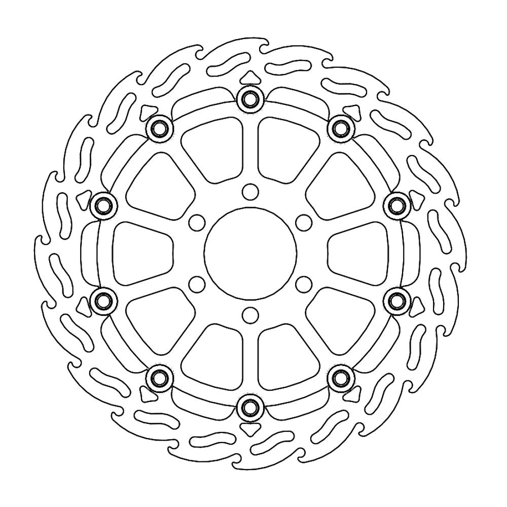 Brake Disc Road Flame - Floating - Front Left - Ktm: 125 Duke Abs (2011-2012), 200 Duke Abs (2012) - Grafite Offroad