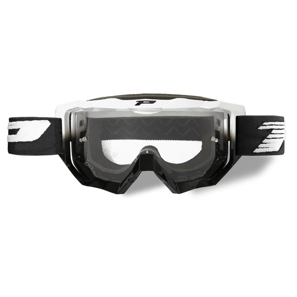 Progrip Goggle 3200fl - Trasparent Lens Duo Layered - White/black - Grafite Offroad