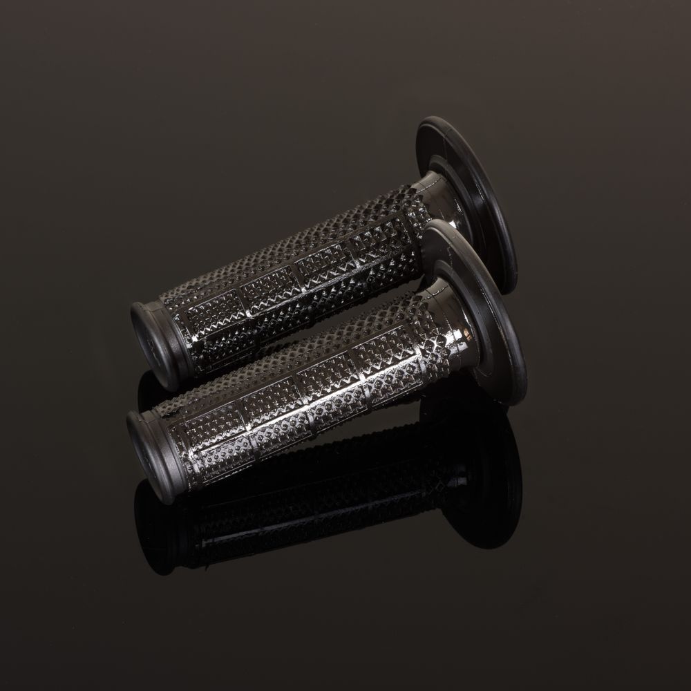 Dual Tapered Mx Grips | Half Waffle | Ultratacky Compound | Black - Grafite Offroad