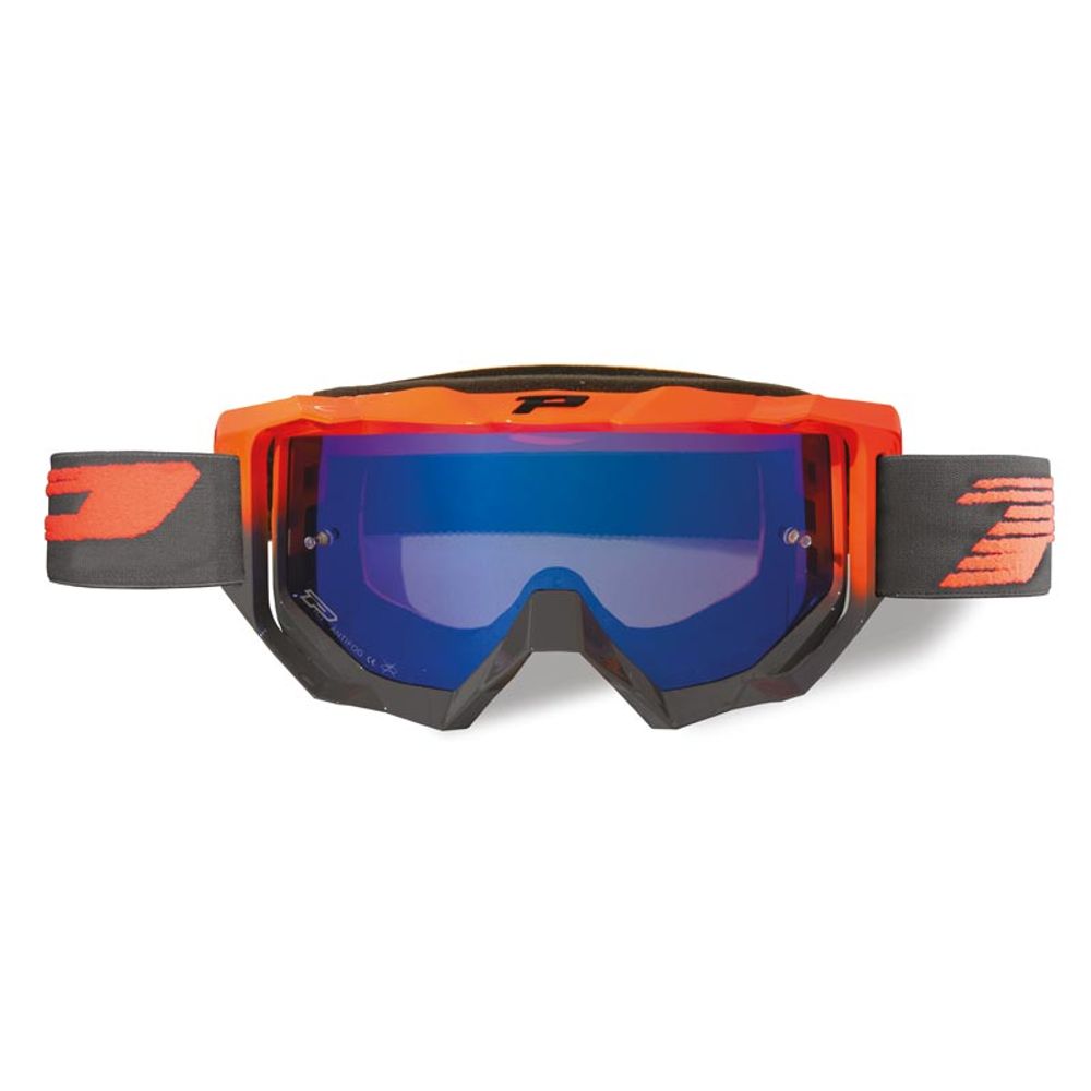 Progrip Goggle 3200fl - Multilayered Lens - Mirrored Light Blue - Fluo Orange/grey - Grafite Offroad