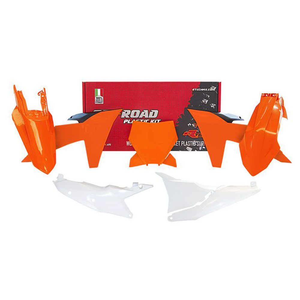 Plastic Kit 6 Pcs with Air Box Cover Ktm Sx / Sx-f Orange Black White Color - Grafite Offroad