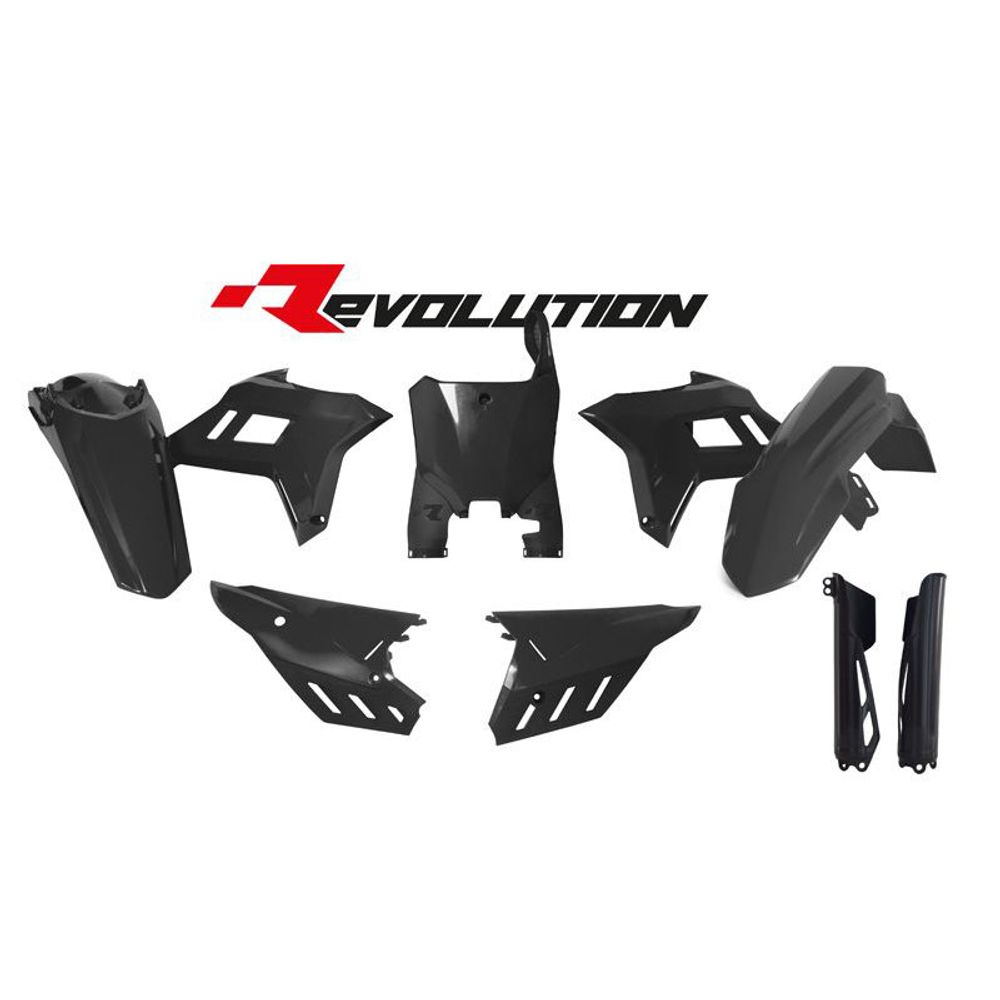 Full Plastic Kit 7 Pcs W/airbox Covers and Fork Protectors Crf Revolution Black Color - Grafite Offroad