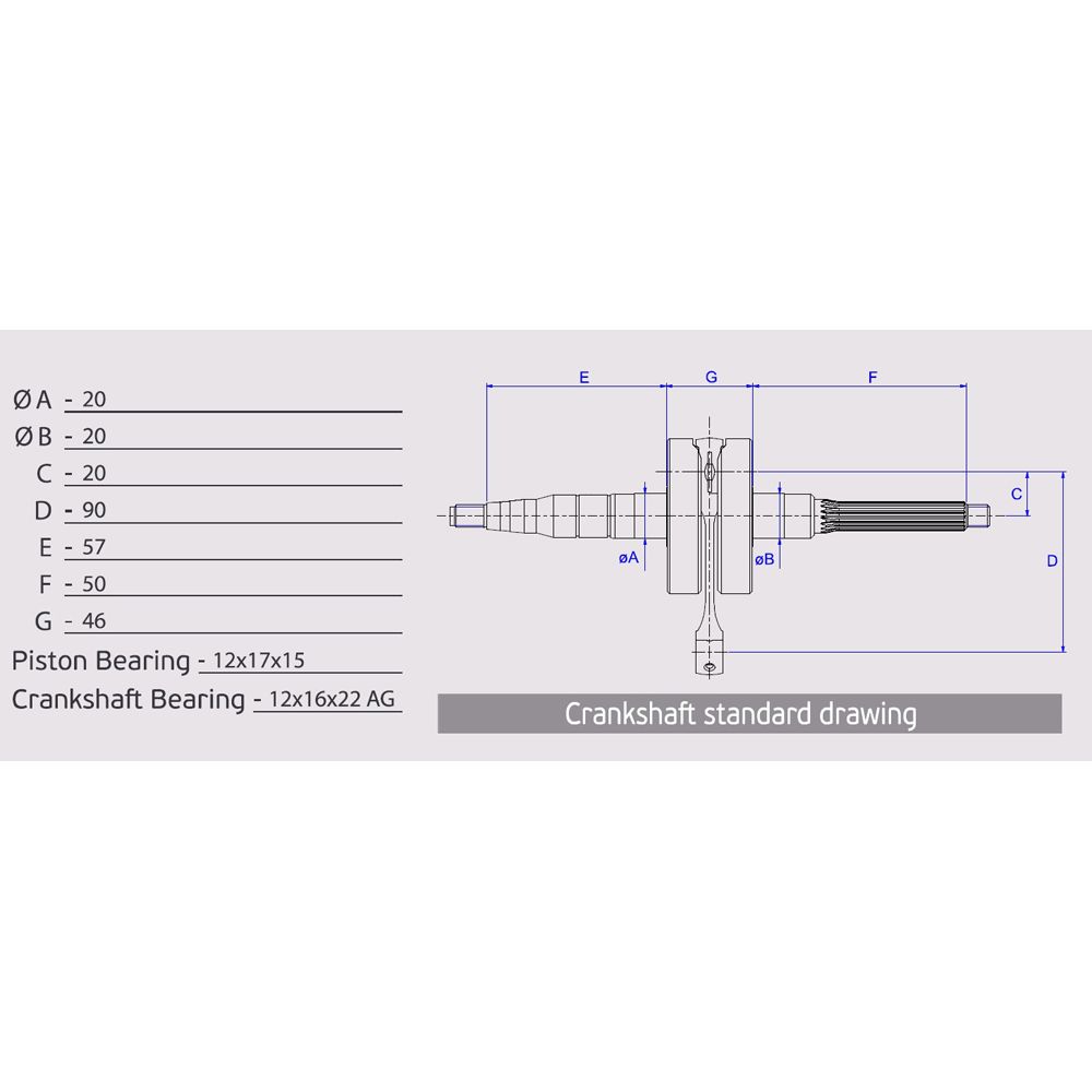 Racing Crankshaft, Pin Ø 12 mm - Grafite Offroad