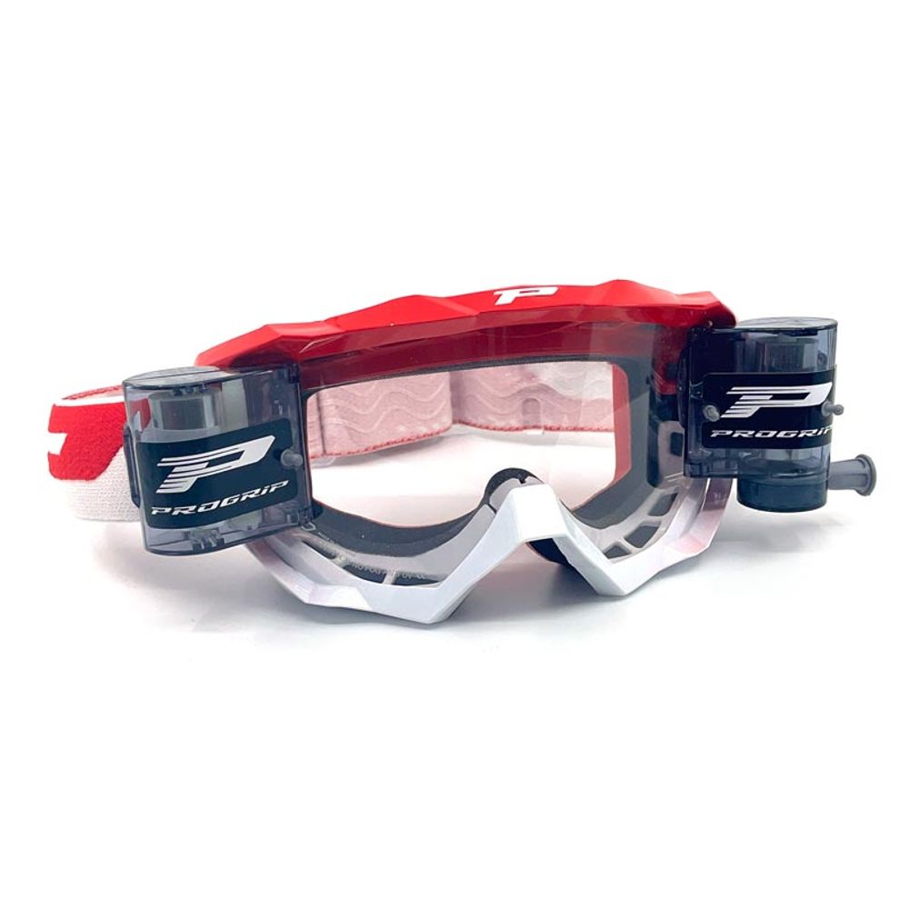 Progrip Goggle 3200ro - Roll Off Clear Lens - Red/white - Grafite Offroad