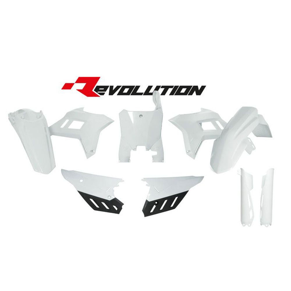 Full Plastic Kit 7 Pcs W/airbox Covers and Fork Protectors Crf Revolution White Color - Grafite Offroad