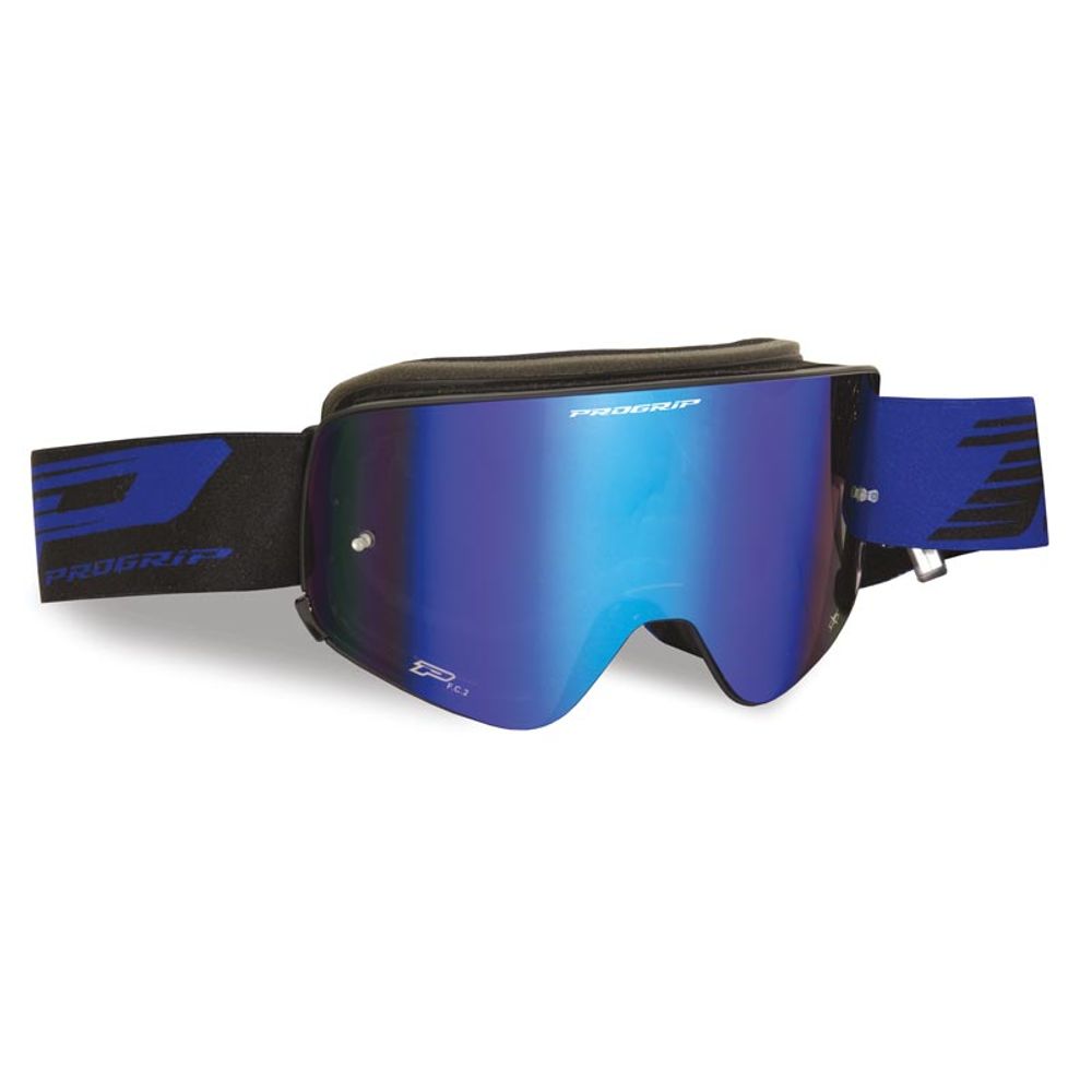 Progrip Goggle 3205 Black Matt - Magnetic Lens - Mirrored Blue - Grafite Offroad