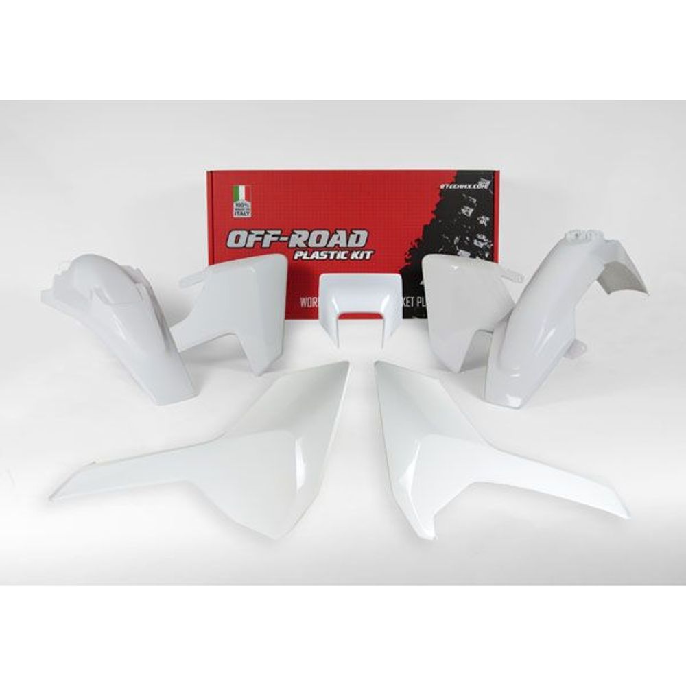 Plastics Kit 5 Pcs with Left Airbox Cover and Orange Headlight Plastic White - Grafite Offroad