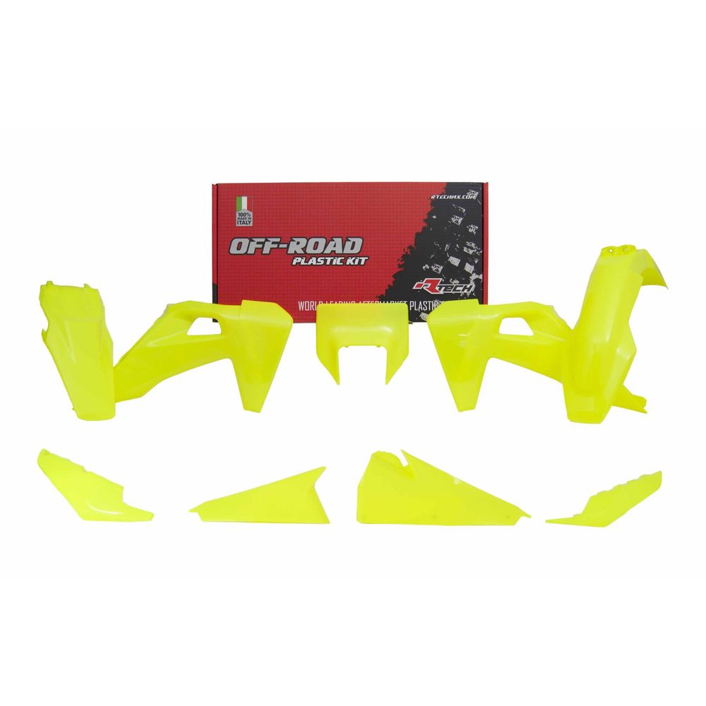 Plastics Kit 6 Pcs with Left Airbox Cover and Orange Headlight Plastic Neon Yellow - Grafite Offroad