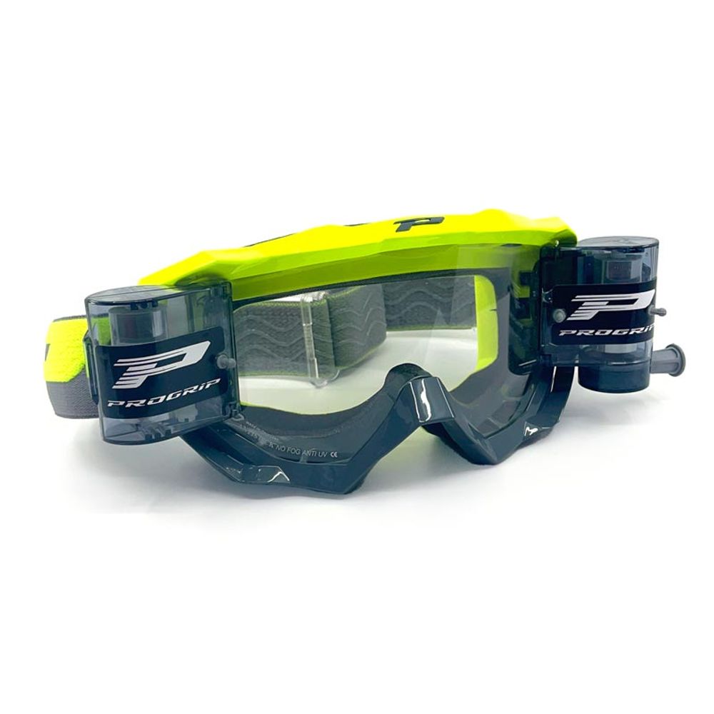 Progrip Goggle 3200ro - Roll Off Clear Lens - Fluo Yellow/grey - Grafite Offroad