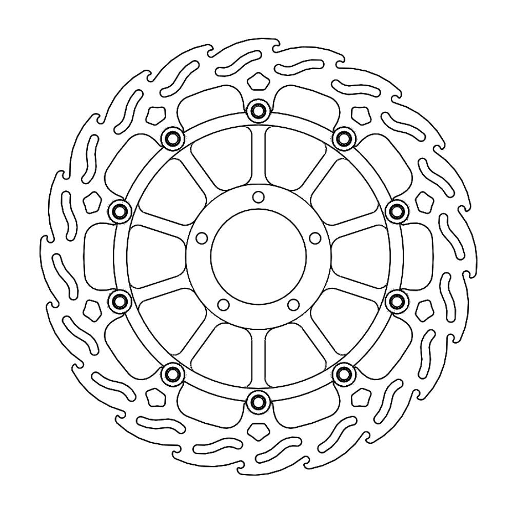 Brake Disc Road Flame - Floating - Front Left - Ducati: Superbike 5mm - Grafite Offroad