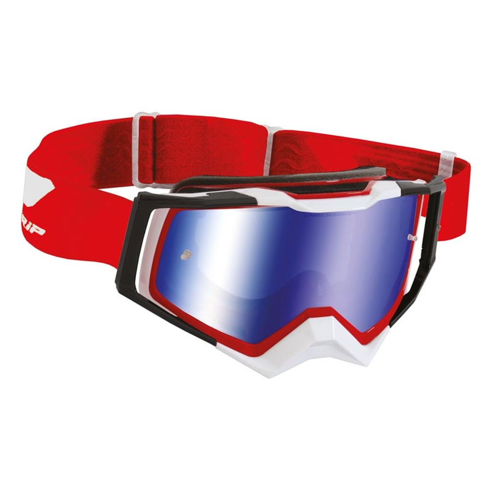 Gafas Progrip 3309 Rapid - Lente multicapa de espejo - Rojo/blanco/negro - Lente azul