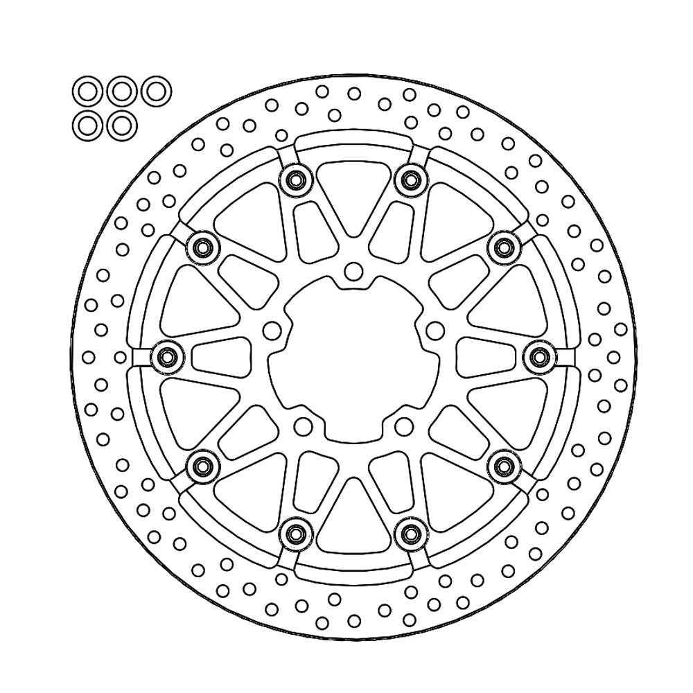 Brake Disc Road Prof. Halo - Floating - Front - Kawasaki: Zx10r 2016--> (t-floater 329x5.6x31.5mm) - Grafite Offroad