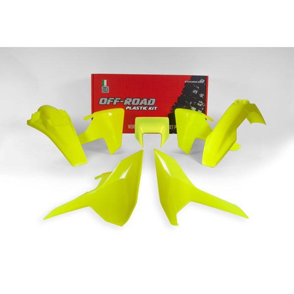 Plastics Kit 5 Pcs with Left Airbox Cover and Orange Headlight Plastic Neon Yellow - Grafite Offroad