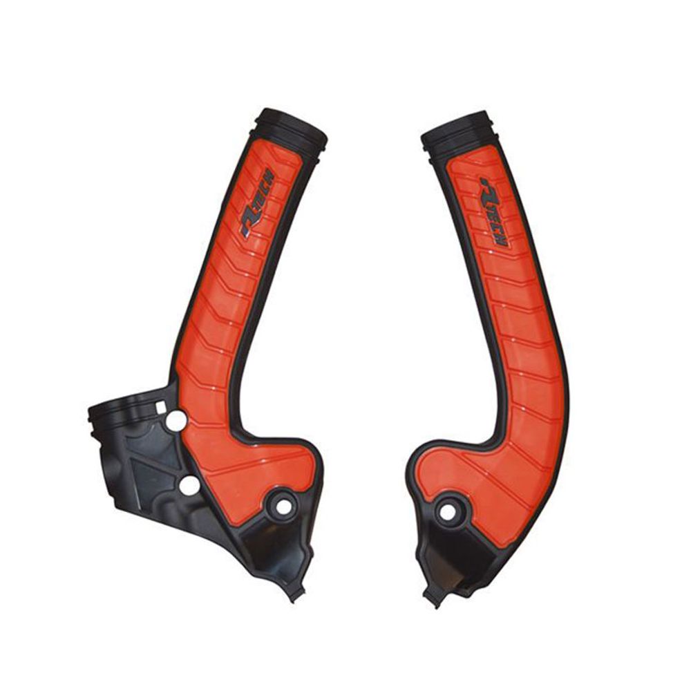Plastic Frame Protectors Bi-material Black/orange Replica Ktm - Grafite Offroad