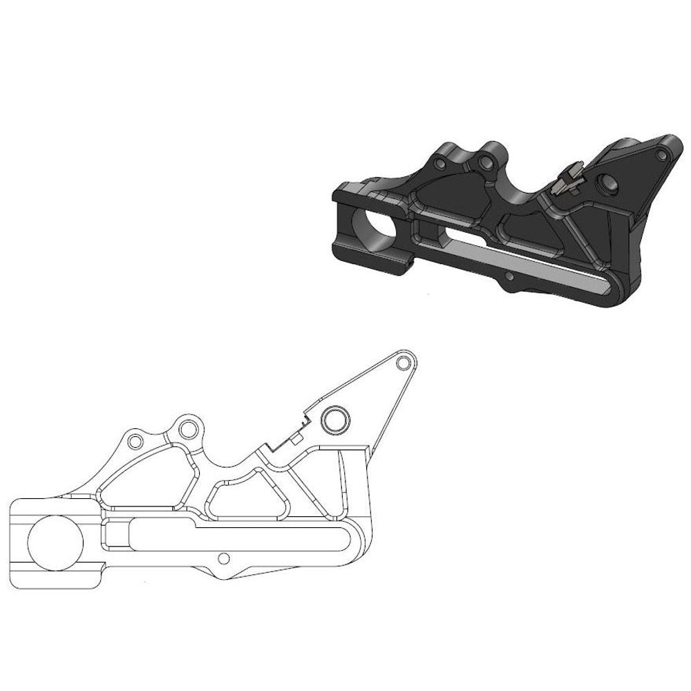 Off-road Brake Caliper Adapter 240mm Rotor - Rear - Black - Husqvarna: Factory, Incl. Clip for Magura Caliper - Grafite Offroad