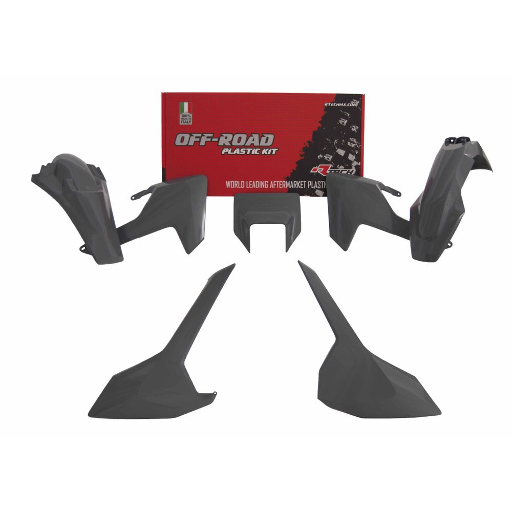 Plastics Kit 5 Pcs with Left Airbox Cover and Orange Headlight Plastic Quantum Grey - Grafite Offroad