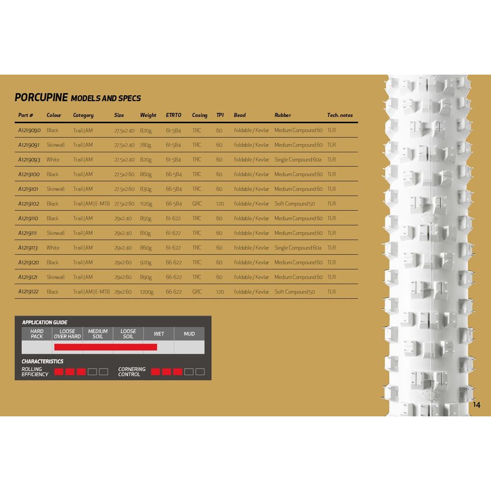Tyres Mtb Porcupine 27.5x2.60 Grc120 All-mountain, Trail Onza