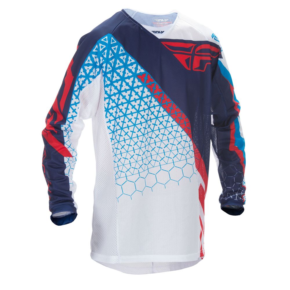 Maillot Cross Kinetic Mesh Trifeca Couleur Rouge Blanc Bleu Taille M Fly Racing
