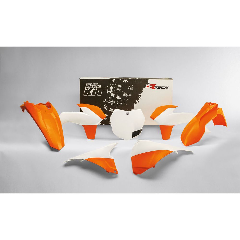 Plastics Kit 6 Pcs with Airbox Covers K Orange-white Replica Ktm - Grafite Offroad