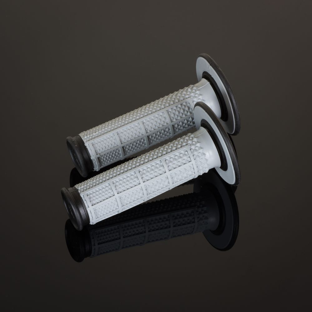 Dual Tapered Mx Grips | Half Waffle | Grey-black - Grafite Offroad