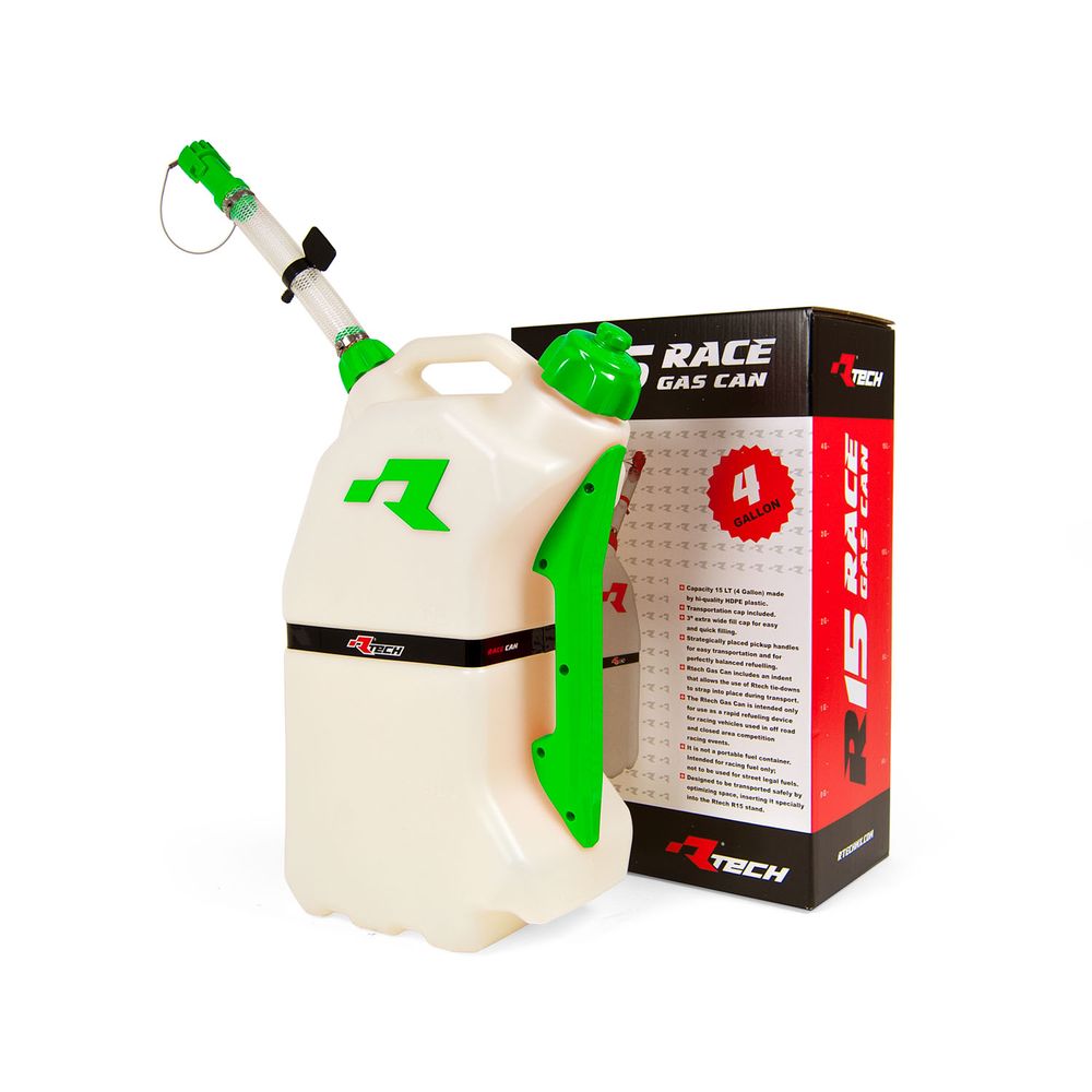 Rtech Gas Can Lt 15 with Flexible Hose Spout Clear/green Universal - Grafite Offroad