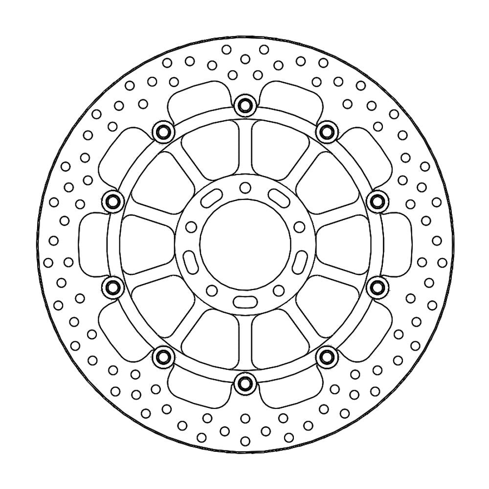 Brake Disc Road Halo - Floating - Front Right - Ducati: Monster 1200 S/r, Multistrada 1200 , Multistrada 1260 - Grafite Offroad