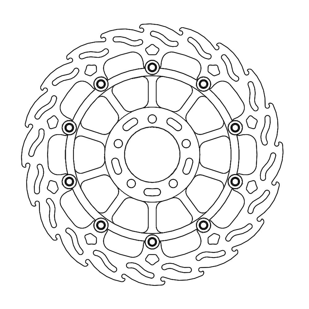 Brake Disc Road Flame - Floating - Front Right - Kawasaki: Zx-10rr - Grafite Offroad