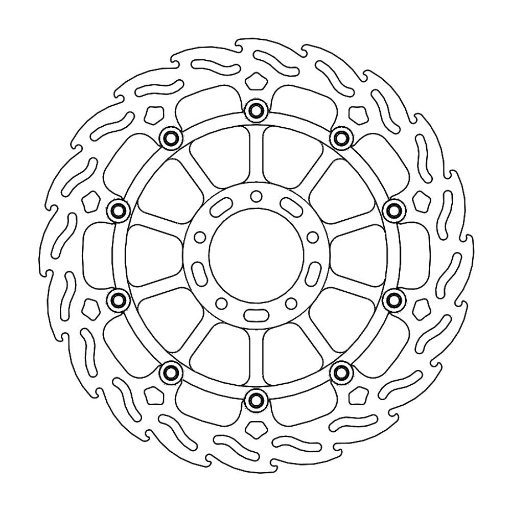 Brake Disc Road Flame - Floating - Front Right - Ducati: Monster 1200 S/r, Multistrada 1200 , Multistrada 1260 - Grafite Offroad