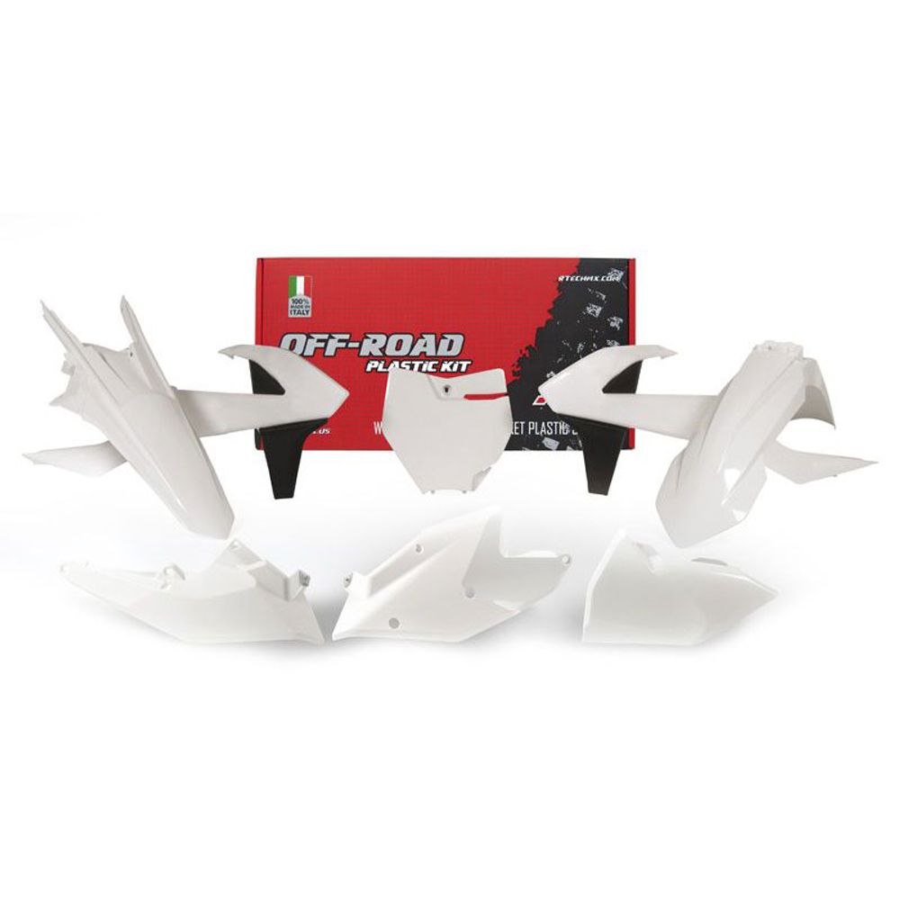 Plastic Kit 7 Pcs Whit Fork Protector Air Box Cover Headlight Plastic Exc Exc-f White Black - Grafite Offroad