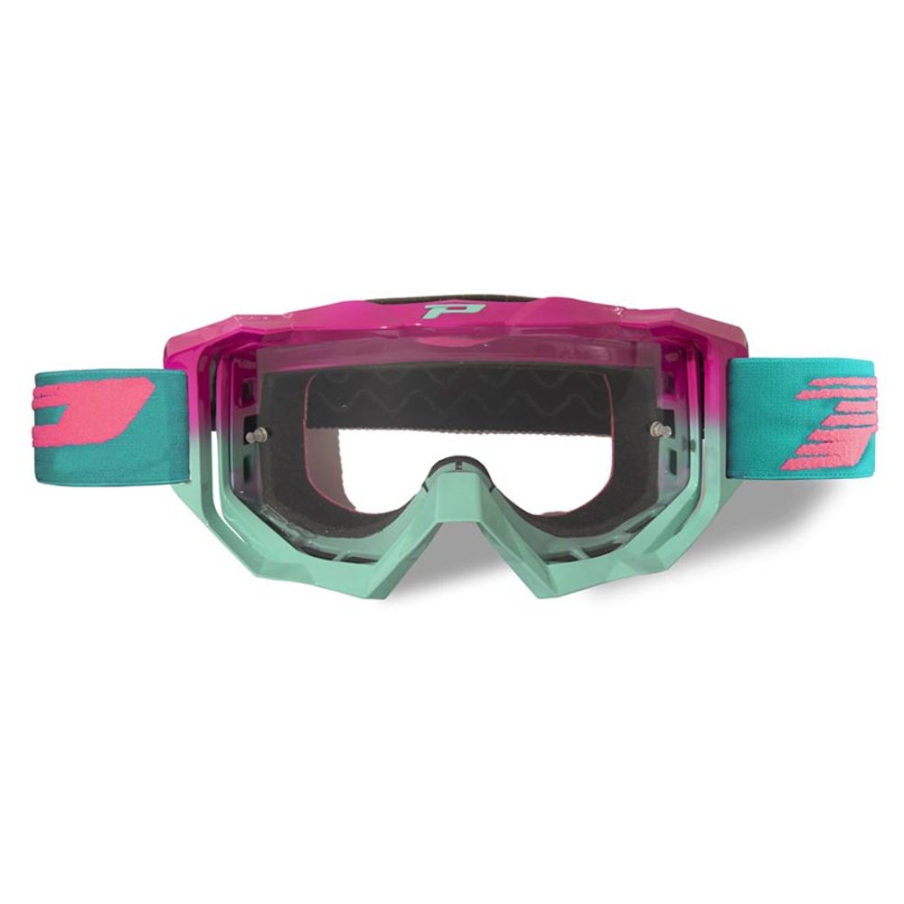 Progrip Goggle 3200tr - Trasparent Lens - Fuxia/green Acqua - Grafite Offroad