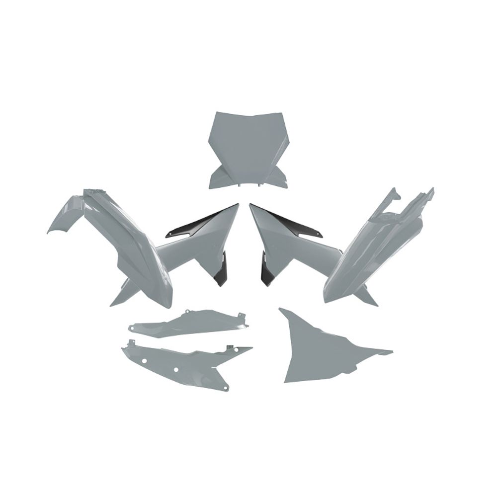 Plastic Kit 6 Pcs with Left Airbox Cover and Side Panels, Shrouds Quantum Grey-black