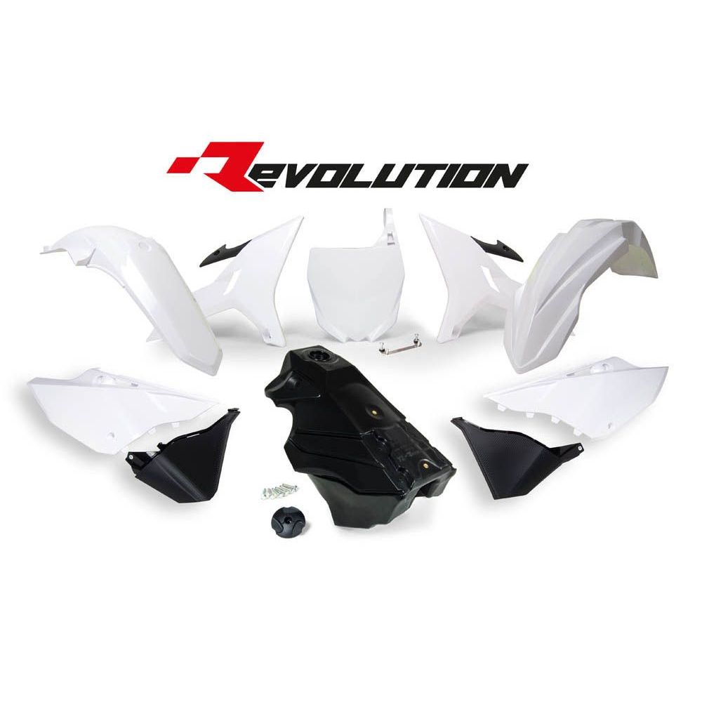 Plastics Kit 7 Pcs Includes Black Gas Tank, Gas Cap and Front Plate Adapter White Replica - Grafite Offroad