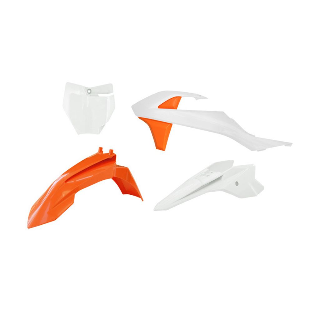 Plastic Kit 4 Pcs Front Fender Orange, Front Plate White, Shrouds White/orange, Rear Fender White